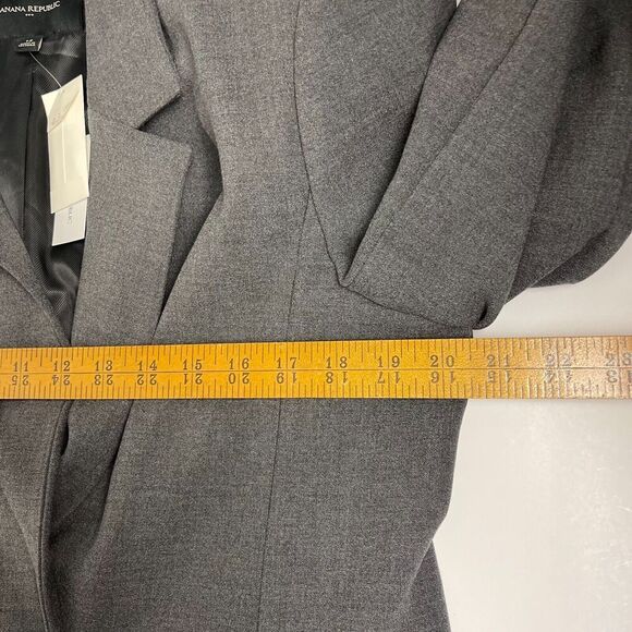 NWT Banana Republic Double Weave Asymmetrical Blazer Size 12 Gray Stretch Womens - Picture 12 of 14